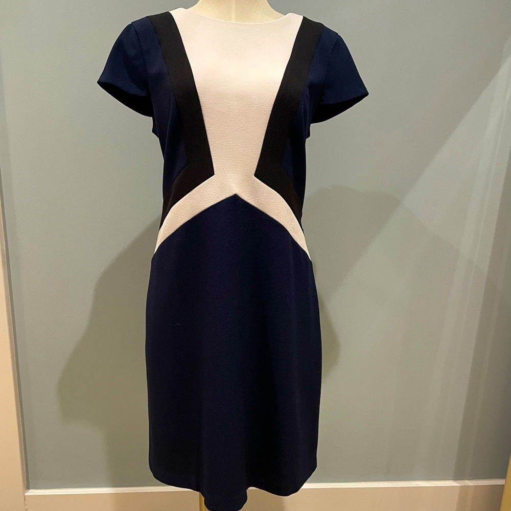 Navy, Black and White Shift Dress